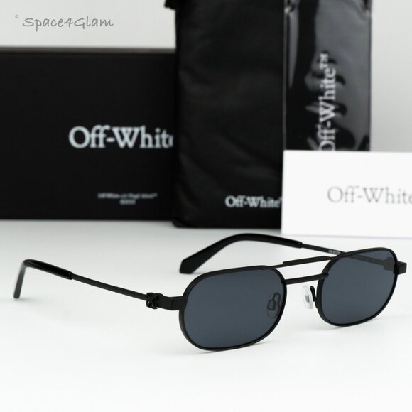 Off-White Women Sunglasses Black Grey Oval OERI123 VAIDEN 1007 NEW AUTHENTIС - Picture 1 of 11